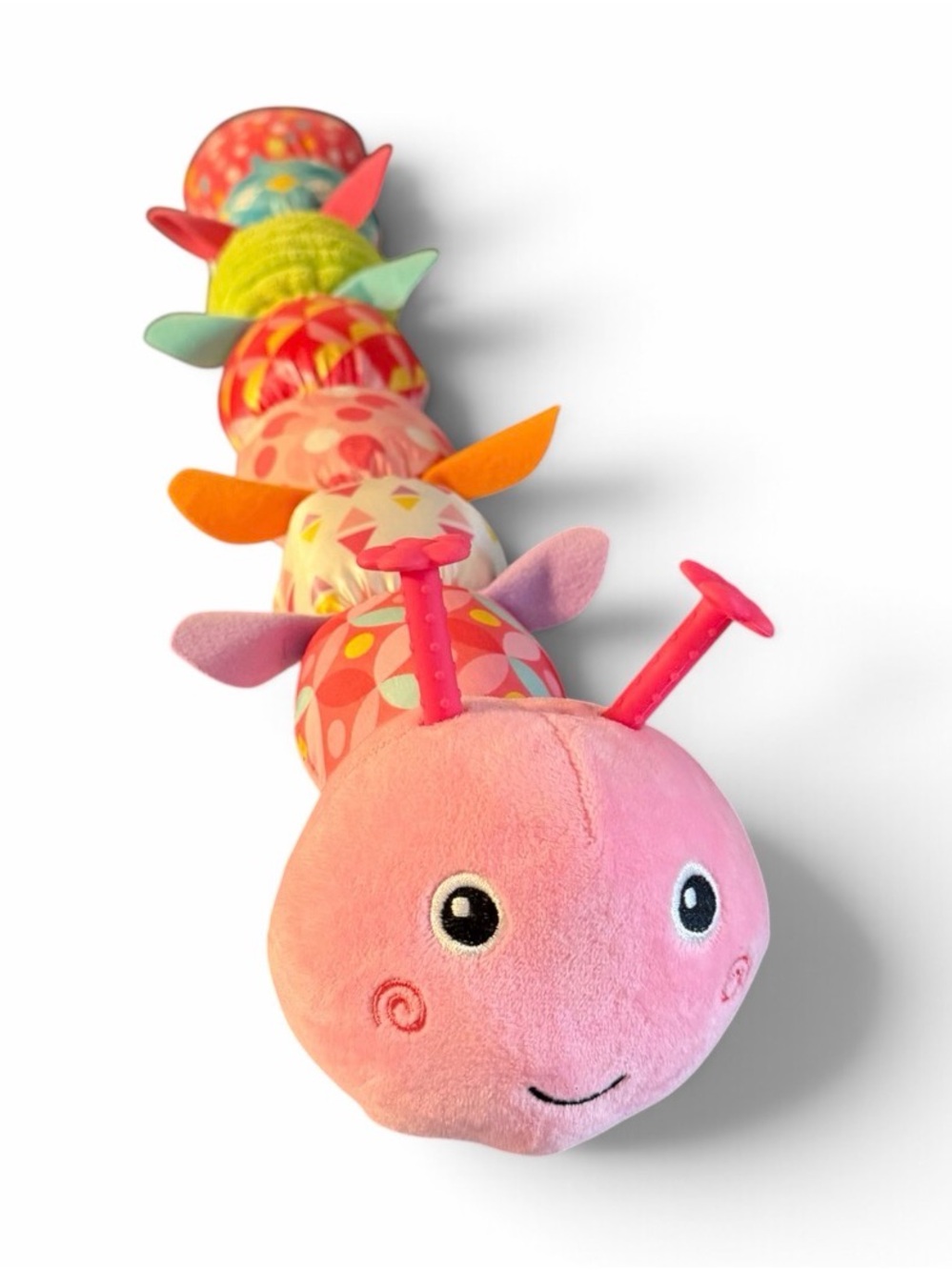Plush Pink Caterpillar Baby Inch Worm Crinkle Squeaks Rattle Chimes 22”
